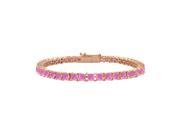 Fine Jewelry Vault UBBRAGVRRD131300PCZ Pink Cubic Zirconia Tennis Bracelet in 14K Rose Gold Vermeil. 3CT. TGW. 7 in.