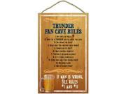 Oklahoma City Thunder Fan Cave Rules Wood Sign