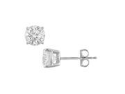 Fine Jewelry Vault UBERAG4RD2500CZ Sterling Silver Stud Earrings with Cubic Zirconia Quality of 25 Carat Totaling Gem Weight
