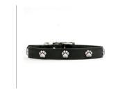 Rockinft Doggie 844587018184 .5 in. x 10 in. Leather Collar with Paw Rivets Black