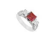 FineJewelryVault UBJ7937W14DR 101 Ruby and Diamond Engagement Ring 14K White Gold 1.50 CT TGW Size 7