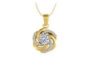 Fine Jewelry Vault UBNPD32344AGVYCZ Cubic Zirconia Fancy Circle Fashion Pendant in Gold Vermeil over Sterling Silver 0.75 CT TGW