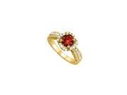 Fine Jewelry Vault UBNR83882AGVYCZGR January Birthstone Garnet CZ Yellow Gold Vermeil Filigree Engagement Ring 12 Stones