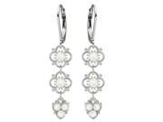 Lucia Costin White Swarovski Crystal with Lovely Flowers Earrings Sterling Silver
