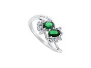 FineJewelryVault UBBM655WDE 101 Emerald and Diamond Ring 14K White Gold 2.00 CT TGW Size 7