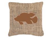 Fish Tropical Fish Burlap and Brown Canvas Fabric Decorative Pillow BB1013