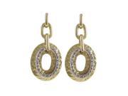 Dlux Jewels Two Tone Sterling Silver Cubic Zirconia Oval Ring Dangling Post Earrings