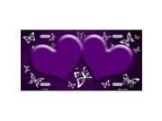 Smart Blonde LP 7670 Purple White Hearts Butterfly Print Oil Rubbed Metal Novelty License Plate