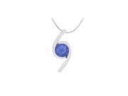 Fine Jewelry Vault UBPD1959W14S Natural Sapphire Fashion Pendant in 14K White Gold 0.50 Carat TGW