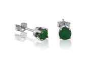 Amanda Rose Collection Emerald Stud Earrings Set in 14k White Gold 0.5 ct