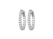 Fine Jewelry Vault UBNER40906W14CZ15044 Cubic Zirconia Hoop Earrings for Women Inside Out in 14K White Gold 1.50 CT TGW