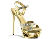 Pleaser ECP619G_G_M 7 1.75 in. Cut Out Platform Criss Cross Ankle Strap Sandal Gold Size 7
