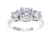 Plutus kkr5328d 925 Sterling Silver Platinum Finish Brilliant Three Stone Engagement Ring Size 9