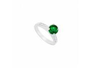 Fine Jewelry Vault UBJS554AW14DE 14K White Gold Emerald Diamond Engagement Ring 0.75 CT TGW 8 Stones