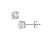 Fine Jewelry Vault UBERAG4RD2000CZ 20 Carat Cubic Zirconia Stud Earrings in Sterling Silver Triple Quality in Prong Mounting