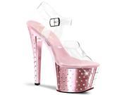 Pleaser STDUS708_C_BPCH 9 2.75 in. Platform Ankle Strap Sandal Pink Clear Size 9