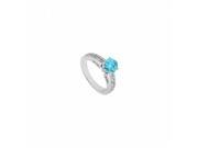 Fine Jewelry Vault UBJS1190AW14DBT Diamond Princess Cut Blue Topaz Engagement Ring 1.50 CT in 14K White Gold 8 Stones