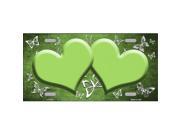 Smart Blonde LP 7673 Lime Green White Hearts Butterfly Print Oil Rubbed Metal Novelty License Plate