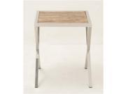 Benzara 23568 Modern Stainless Steel Wood Accent Table 18 in. W