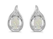 SuperJeweler 14K 0.5 Ct. Opal And Diamond Earrings White Gold