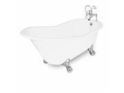 American Bath Factory T130F CH Wintess 61 in. White Cast Iron Bath Tub Chrome Metal Finish Small