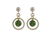 Dlux Jewels Green Jade 6 mm Semi Precious Ball on 10 mm Braided Ring with Gold Plated Sterling Silver Ball Post Earrings 0.75 in.