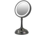 Rucci M920 Dual Height Gun Metal Lighted Vanity Mirror 7x Magnification