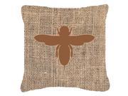 Bee Burlap and Brown Canvas Fabric Decorative Pillow BB1057
