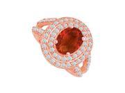 Fine Jewelry Vault UBNR83750P149X7CZGR Garnet CZ Split Shank Ring in 14K Rose Gold 2.25 CT 98 Stones