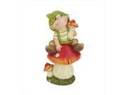 NorthLight 11 in. Young Boy Gnome Sitting On A Mushroom Spring Outdoor Garden Patio Figure