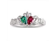 SuperJeweler 10K Emerald And Ruby Claddaugh Ring White Gold