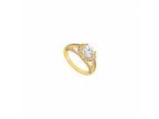 Fine Jewelry Vault UBJ8359Y14CZ CZ Engagement Ring 14K Yellow Gold 1 CT CZ 74 Stones
