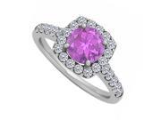 Fine Jewelry Vault UBNR50576W14CZAM February Birthstone Amethyst Halo Engagement Ring in 14K White Gold With CZ Accents 10 Stones