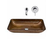 VIGO Rectangular Amber Sunset Glass Vessel Sink and Wall Mount Faucet Set in Chrome