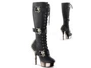 Demonia MUE2028_BPU_PWCH 9 1.5 in. Platform Lace Up Knee High Boot Black Size 9