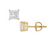 FineJewelryVault UBER18YGSQ175DSI 101 18K Yellow Gold Princess Cut Diamond Stud Earrings 1.75 CT. TW.