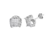 YGI Group SSE203 Sterling Silver Square Micropave Stud Earrings With Cubic Zirconia