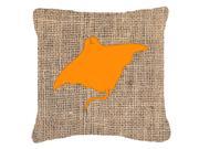 Manta ray Burlap and Orange Canvas Fabric Decorative Pillow BB1014