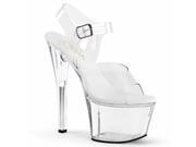 Pleaser FLAM801SDG_C_SG 10 4 in. Platform Slide Shoe with Glitter Covered Bottom Silver Clear Size 10