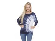 White Mark Universal 124M Navy XL Womens Banded Dolman Tie Dye Top Extra Large