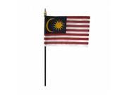 Annin Flagmakers 210088 4 x 6 in. Eb Malaysia Mounted 12 Pack