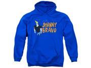 Trevco Johnny Bravo Johnny Logo Adult Pull Over Hoodie Royal Blue Large