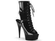 Pleaser DEL1016_B_M 7 1.75 in. Platform Open Toe and Back Lace Up Boot with Side Zip Black Size 7