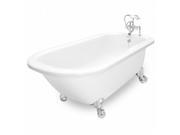 American Bath Factory T050F CH Trinity 60 in. White Acrastone Bath Tub Small