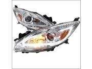 Spec D Tuning 2LHP MZ310 TM Projector Headlight Chrome Housing with LED for 10 to 13 Mazda 3 12 x 24 x 33 in.