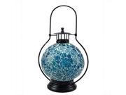 NorthLight 12 in. Decorative Aqua Blue White Mosaic Glass Tea Light Candle Holder Doom Lantern