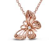SuperJeweler Rose Gold Overlay Filigree Butterfly Necklace With Diamonds On 18 in. Chain