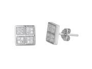 YGI Group SSE207 Sterling Silver Square Micropave Stud Earrings With Cubic Zirconia