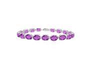 Fine Jewelry Vault UBBR57AGAM Sterling Silver Prong Set Oval Amethyst Bracelet with 15 CT TGW