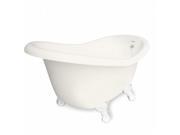 American Bath Factory T010A WH B Ascot 60 in. Bisque Acrastone Tub Drain White Metal Finish Small